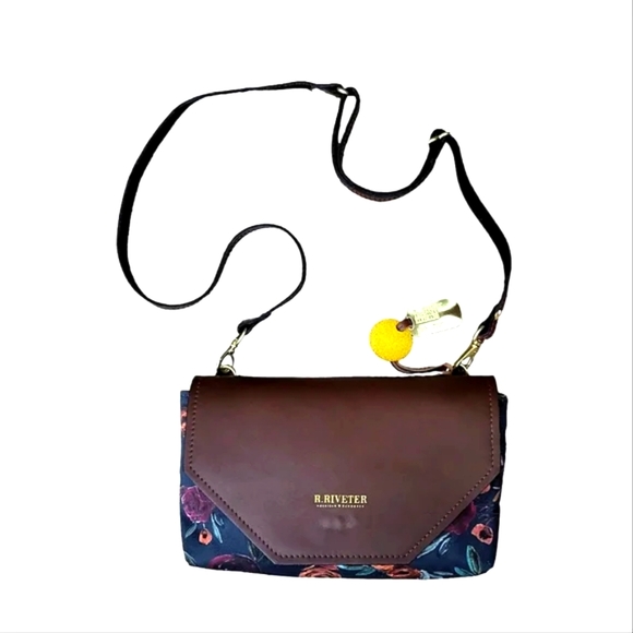 R. Riveter Bags R Riveter Purse Patton Floral Canvas Brown Leather